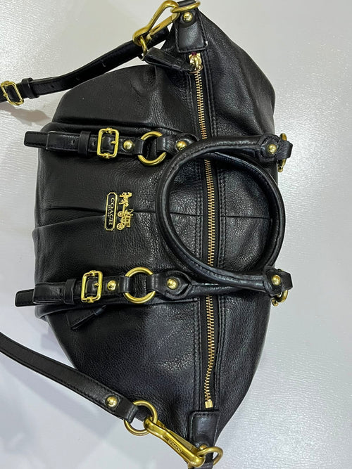Coach Madison Gathered Leather Lindsey Satchel Black Gold Hardware