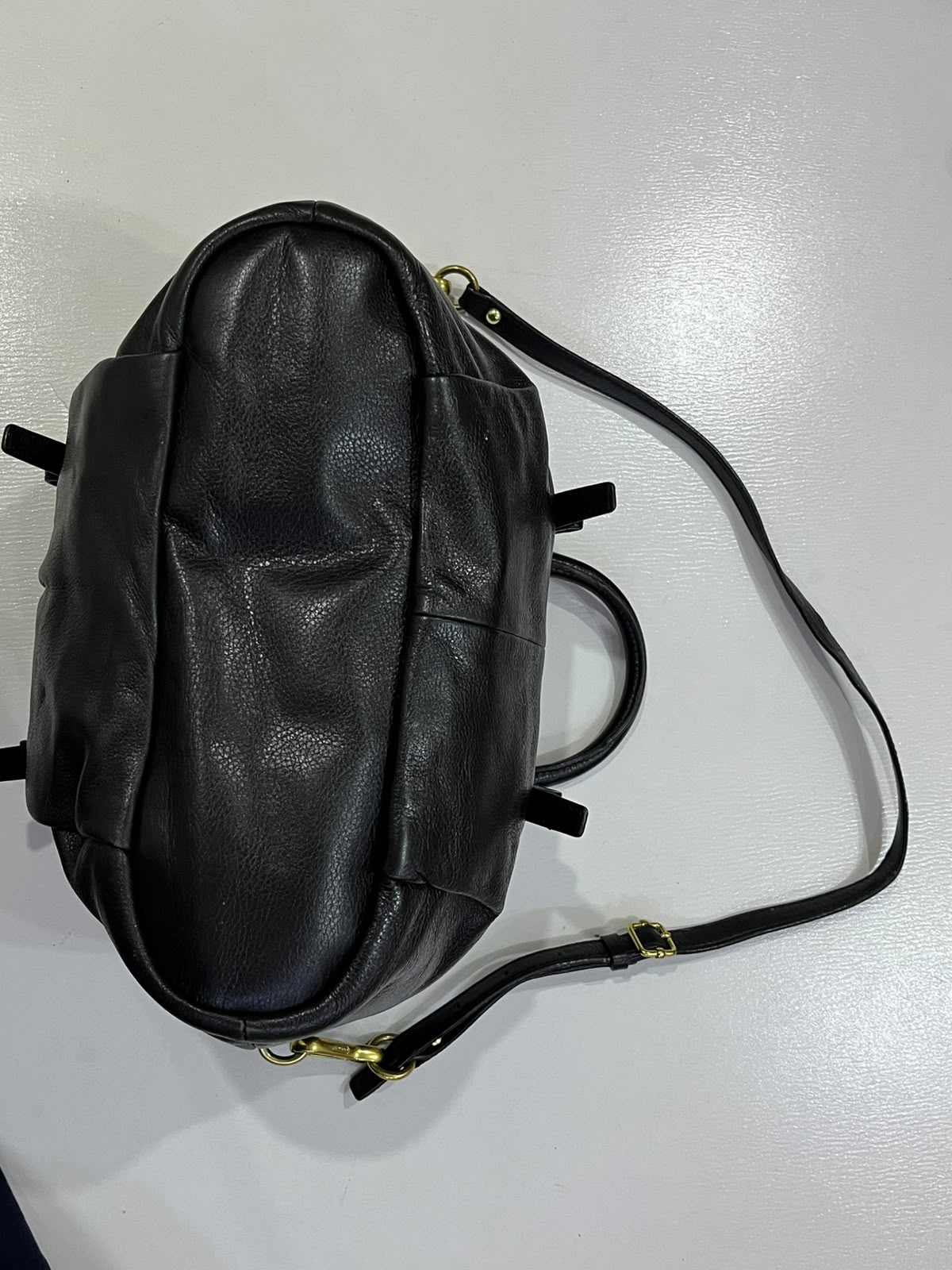 Coach Madison Gathered Leather Lindsey Satchel Black Gold Hardware