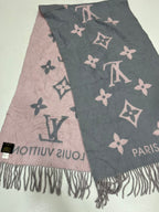 Louis Vuitton Reykjavik M71040 100% Cashmere Scarf Grey Pink