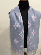 Louis Vuitton Reykjavik M71040 100% Cashmere Scarf Grey Pink