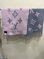 Louis Vuitton Reykjavik M71040 100% Cashmere Scarf Grey Pink
