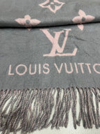 Louis Vuitton Reykjavik M71040 100% Cashmere Scarf Grey Pink