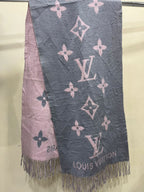 Louis Vuitton Reykjavik M71040 100% Cashmere Scarf Grey Pink