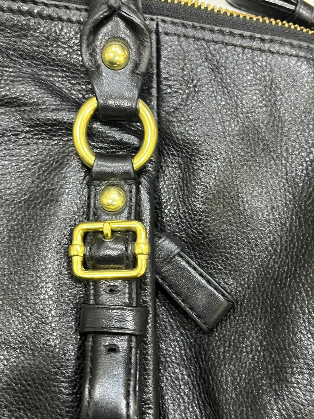 Coach Madison Gathered Leather Lindsey Satchel Black Gold Hardware