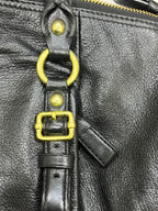Coach Madison Gathered Leather Lindsey Satchel Black Gold Hardware