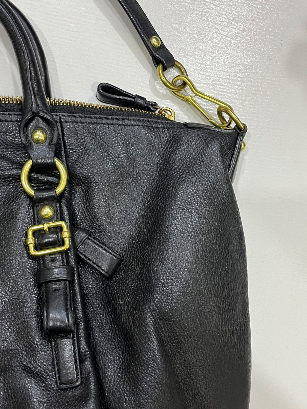 Coach Madison Gathered Leather Lindsey Satchel Black Gold Hardware