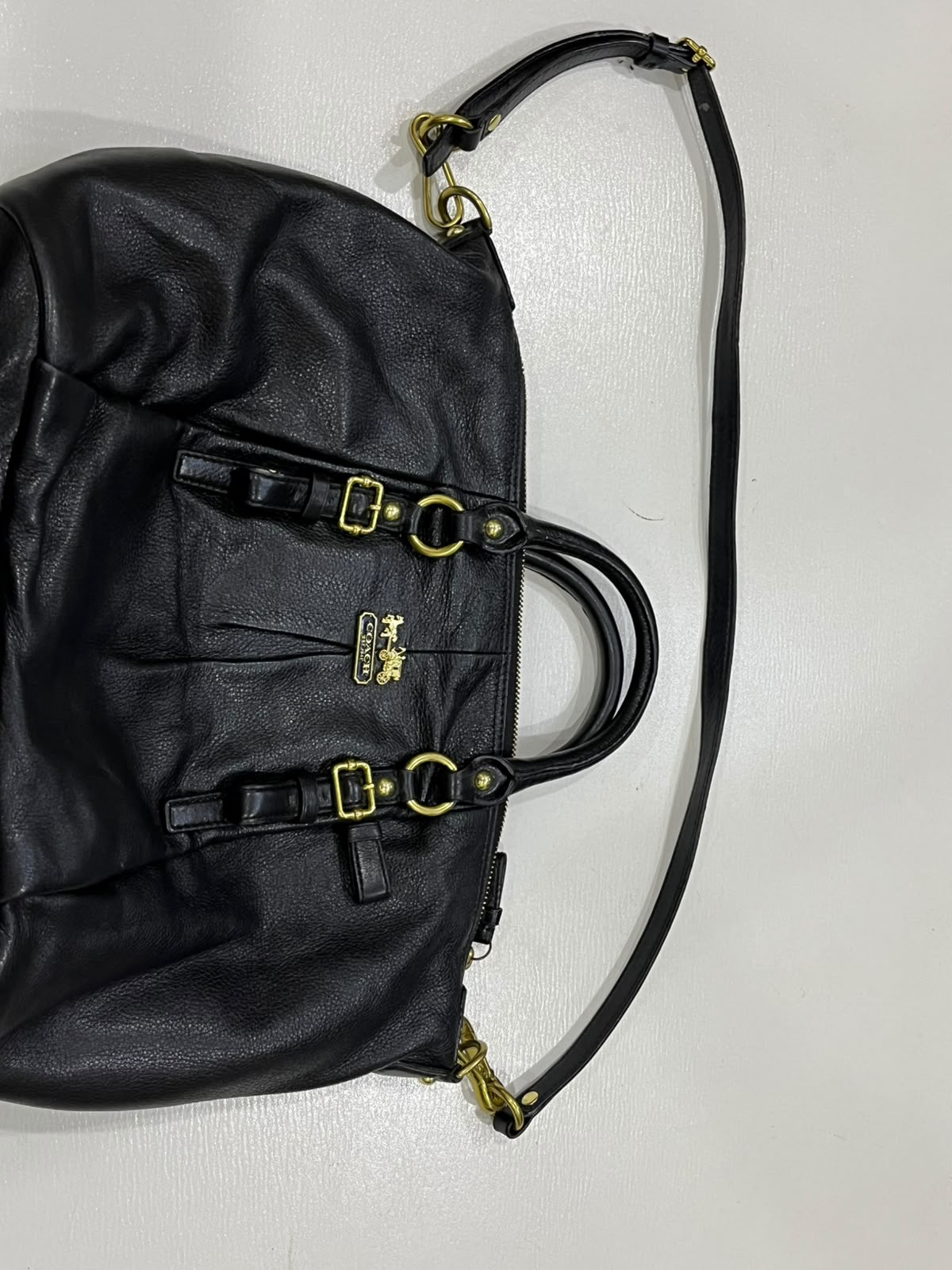 Coach Madison Gathered Leather Lindsey Satchel Black Gold Hardware