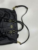 Coach Madison Gathered Leather Lindsey Satchel Black Gold Hardware