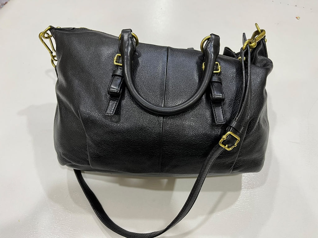 Coach Madison Gathered Leather Lindsey Satchel Black Gold Hardware