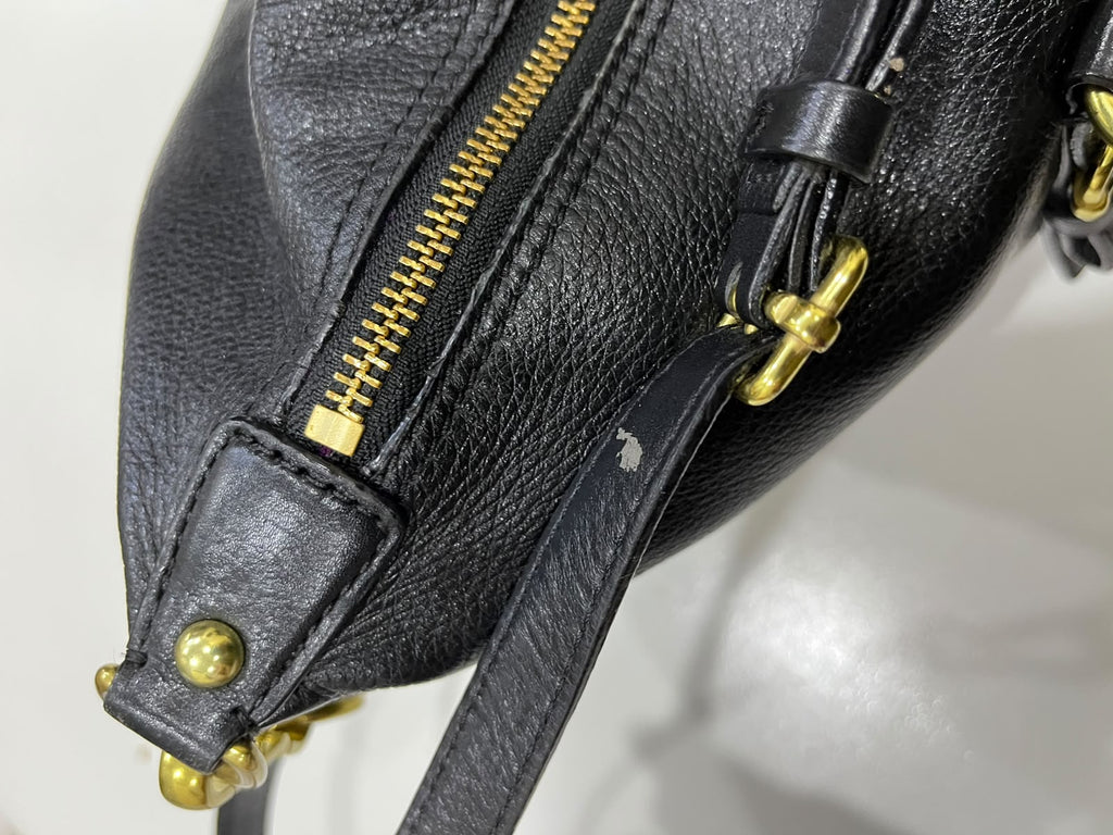 Coach Madison Gathered Leather Lindsey Satchel Black Gold Hardware