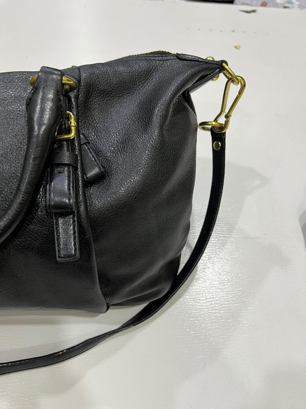 Coach Madison Gathered Leather Lindsey Satchel Black Gold Hardware