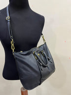 Coach Madison Gathered Leather Lindsey Satchel Black Gold Hardware