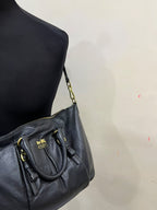 Coach Madison Gathered Leather Lindsey Satchel Black Gold Hardware