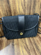 Vintage Christian Dior Black Oblique Monogram Flap Shoulder Bag