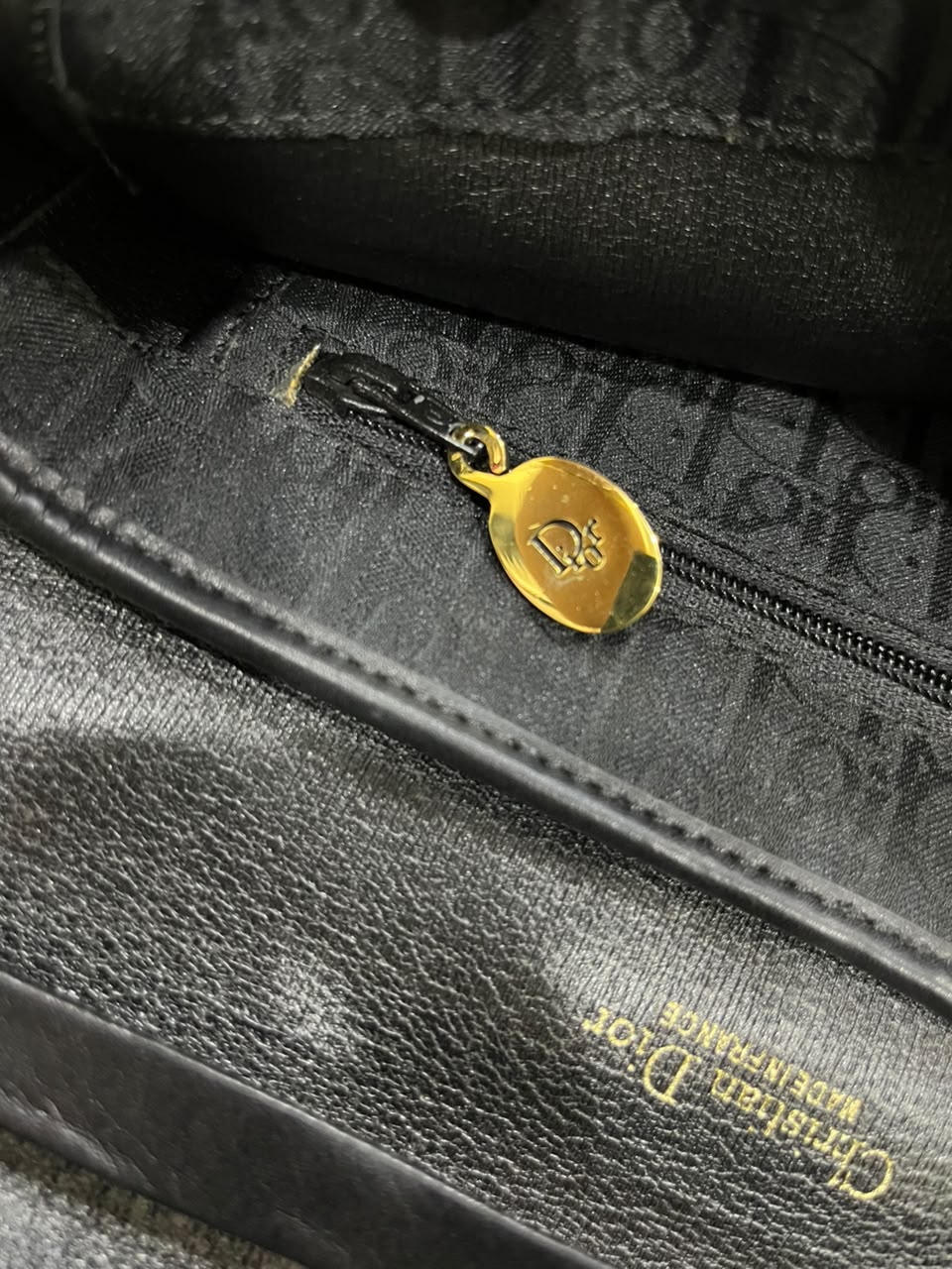 Vintage Christian Dior Black Oblique Monogram Flap Shoulder Bag