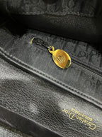 Vintage Christian Dior Black Oblique Monogram Flap Shoulder Bag