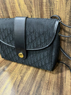 Vintage Christian Dior Black Oblique Monogram Flap Shoulder Bag