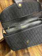 Vintage Christian Dior Black Oblique Monogram Flap Shoulder Bag