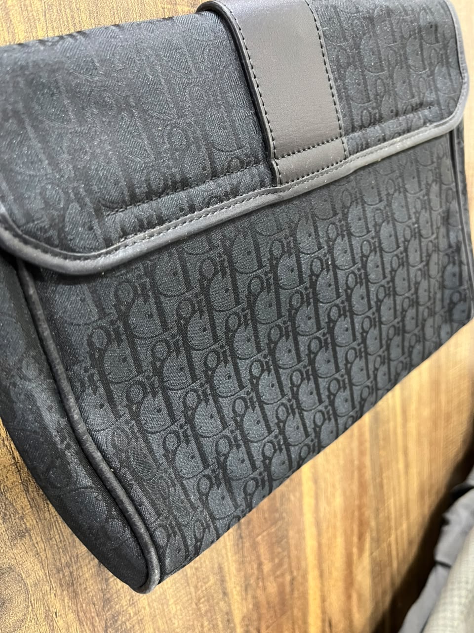 Vintage Christian Dior Black Oblique Monogram Flap Shoulder Bag