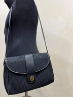 Vintage Christian Dior Black Oblique Monogram Flap Shoulder Bag