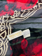 Vintage Nina Ricci Paris Seoul Silk Scarf Sheer Chiffon Red Rose Floral Lurex