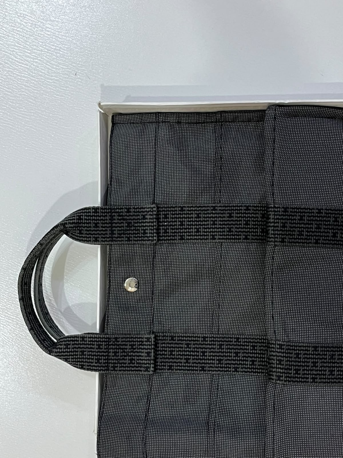 Hermès Vintage Charcoal Canvas Herline Tote MM Bag