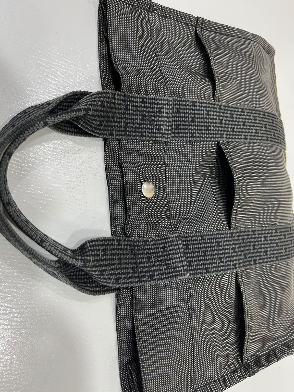 Hermès Vintage Charcoal Canvas Herline Tote MM Bag