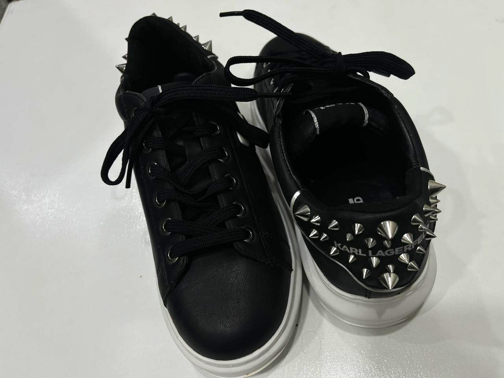 Karl Lagerfeld Kapri Stud Tab Low Sneakers Women Black White US 6 UK 4