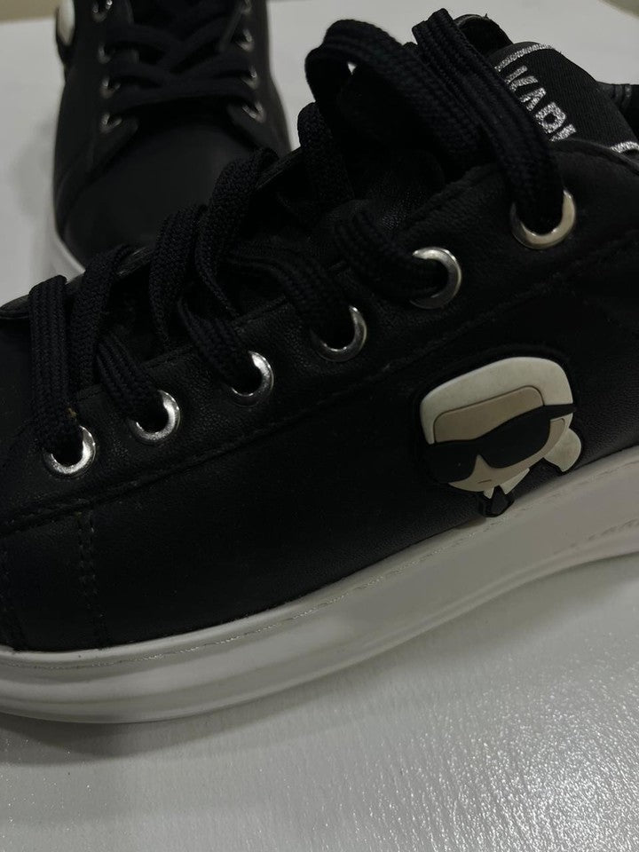 Karl Lagerfeld Kapri Stud Tab Low Sneakers Women Black White US 6 UK 4