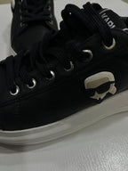Karl Lagerfeld Kapri Stud Tab Low Sneakers Women Black White US 6 UK 4