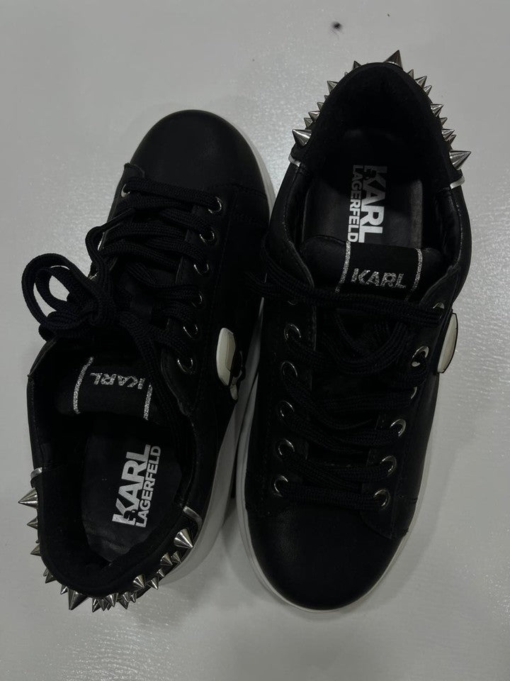 Karl Lagerfeld Kapri Stud Tab Low Sneakers Women Black White US 6 UK 4