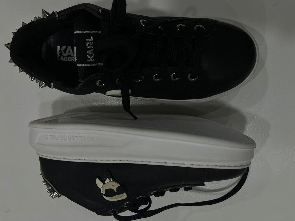 Karl Lagerfeld Kapri Stud Tab Low Sneakers Women Black White US 6 UK 4
