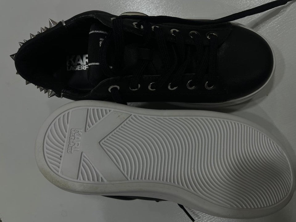 Karl Lagerfeld Kapri Stud Tab Low Sneakers Women Black White US 6 UK 4